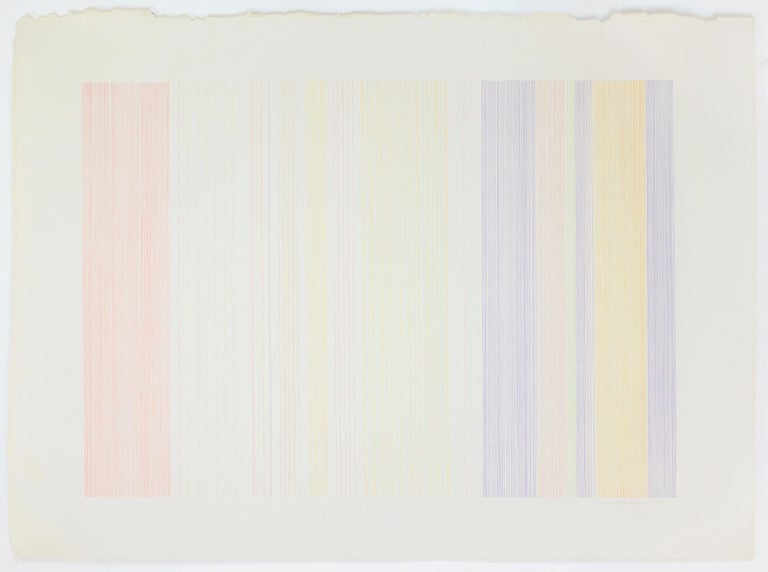 Home Run: abstract modern minimalist color field drawing with rainbow colors - Print by Gene Davis