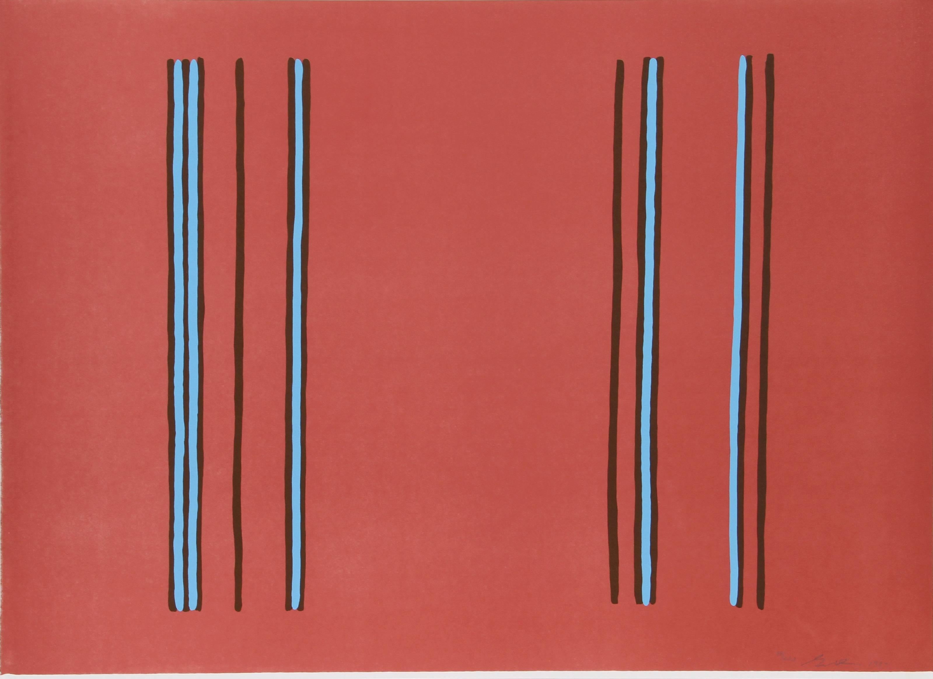 Künstler: Gene Davis 
Titel: Flieder
Jahr: 1980
Medium: Lithographie auf Arches, signiert und nummeriert mit Bleistift 
Auflage: 250
Papierformat: 21,75 x 30 Zoll 