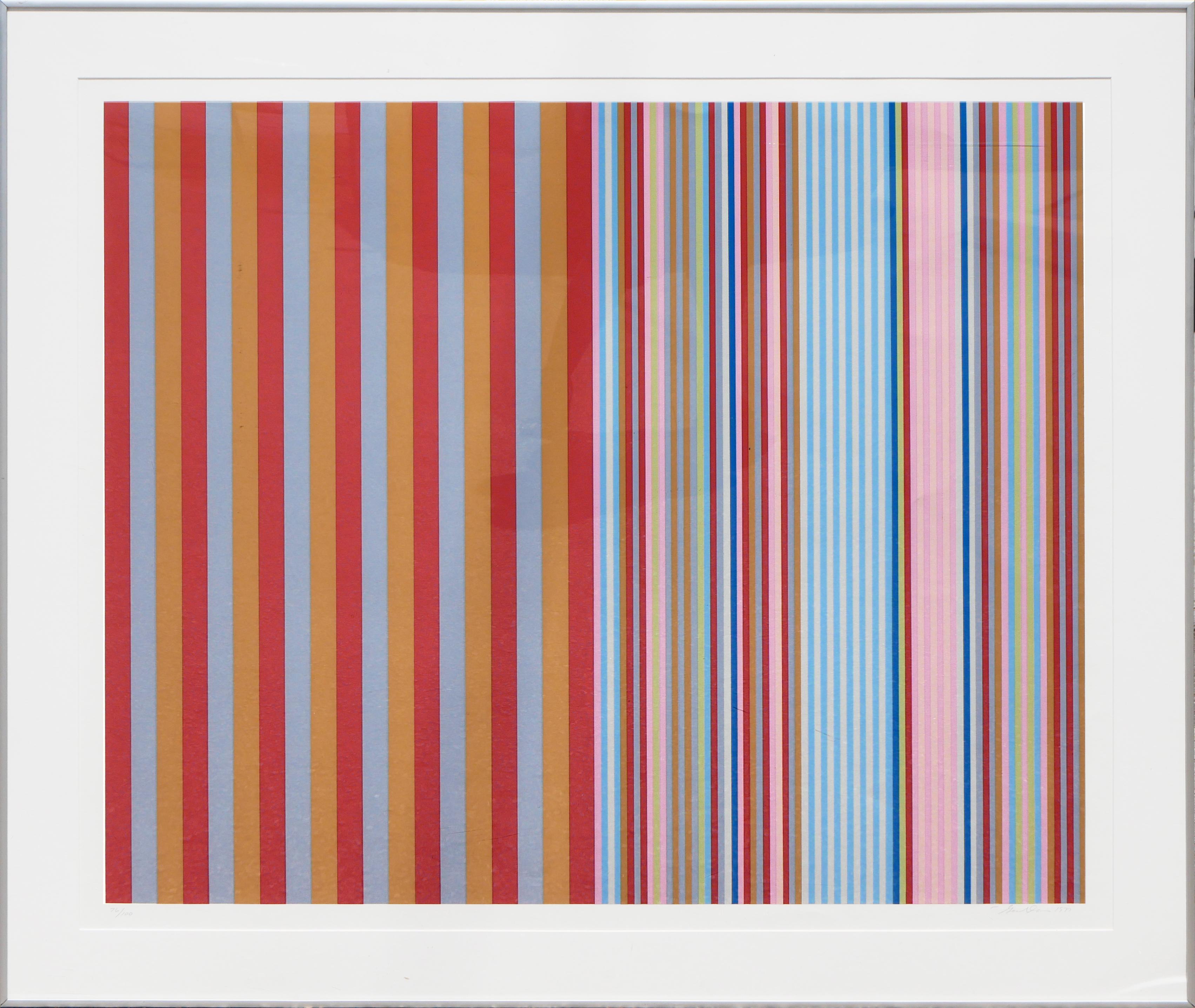 Gene Davis Abstract Print - "Royal Canoe" Colorful Striped Geometric Abstract Lithograph