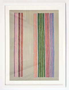 Gene Davis Abstract Lines Screenprint, Signed, 1980, Framed, Royal Curtain
