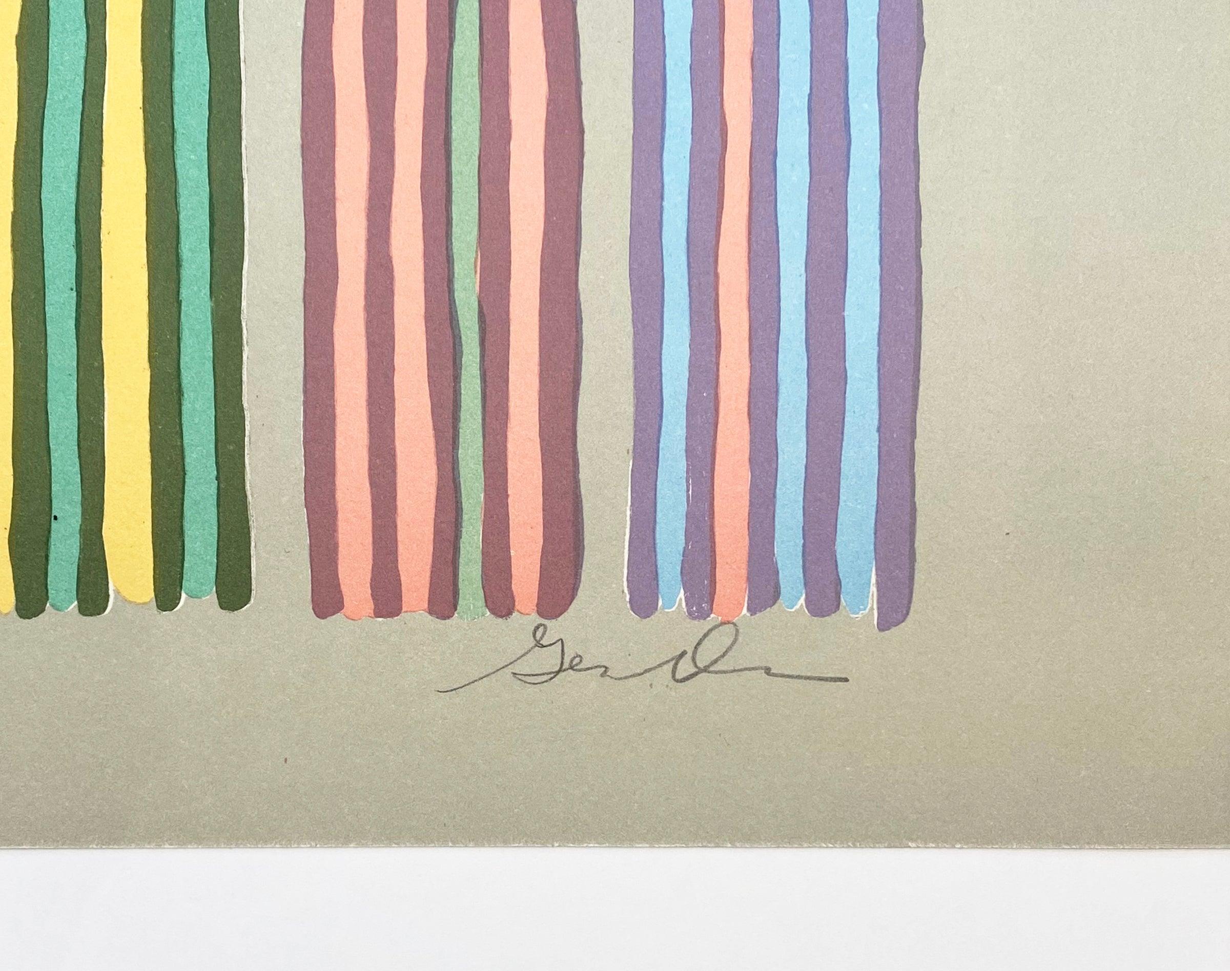 Royal Curtain - Gray Abstract Print by Gene Davis