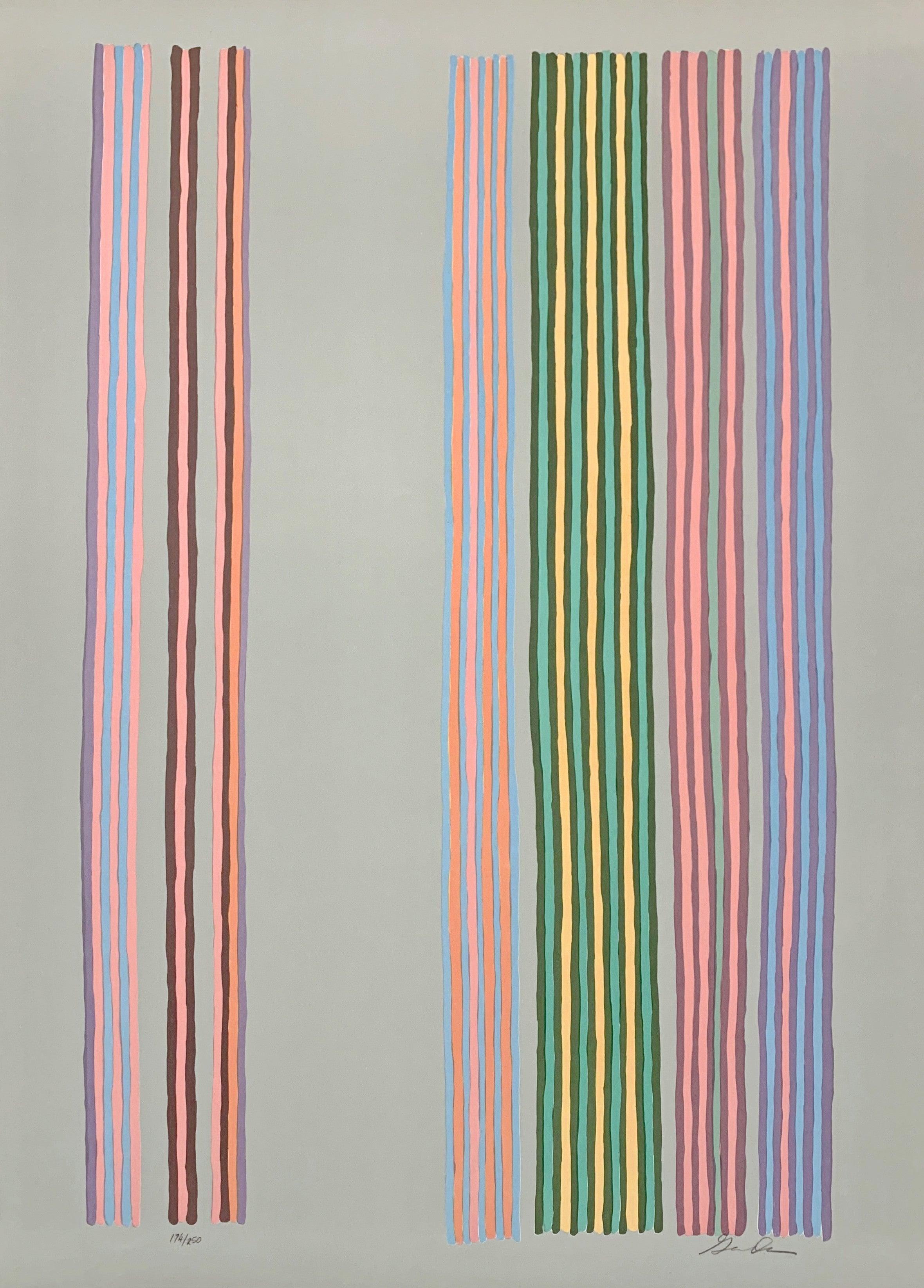 Gene Davis Abstract Print - Royal Curtain