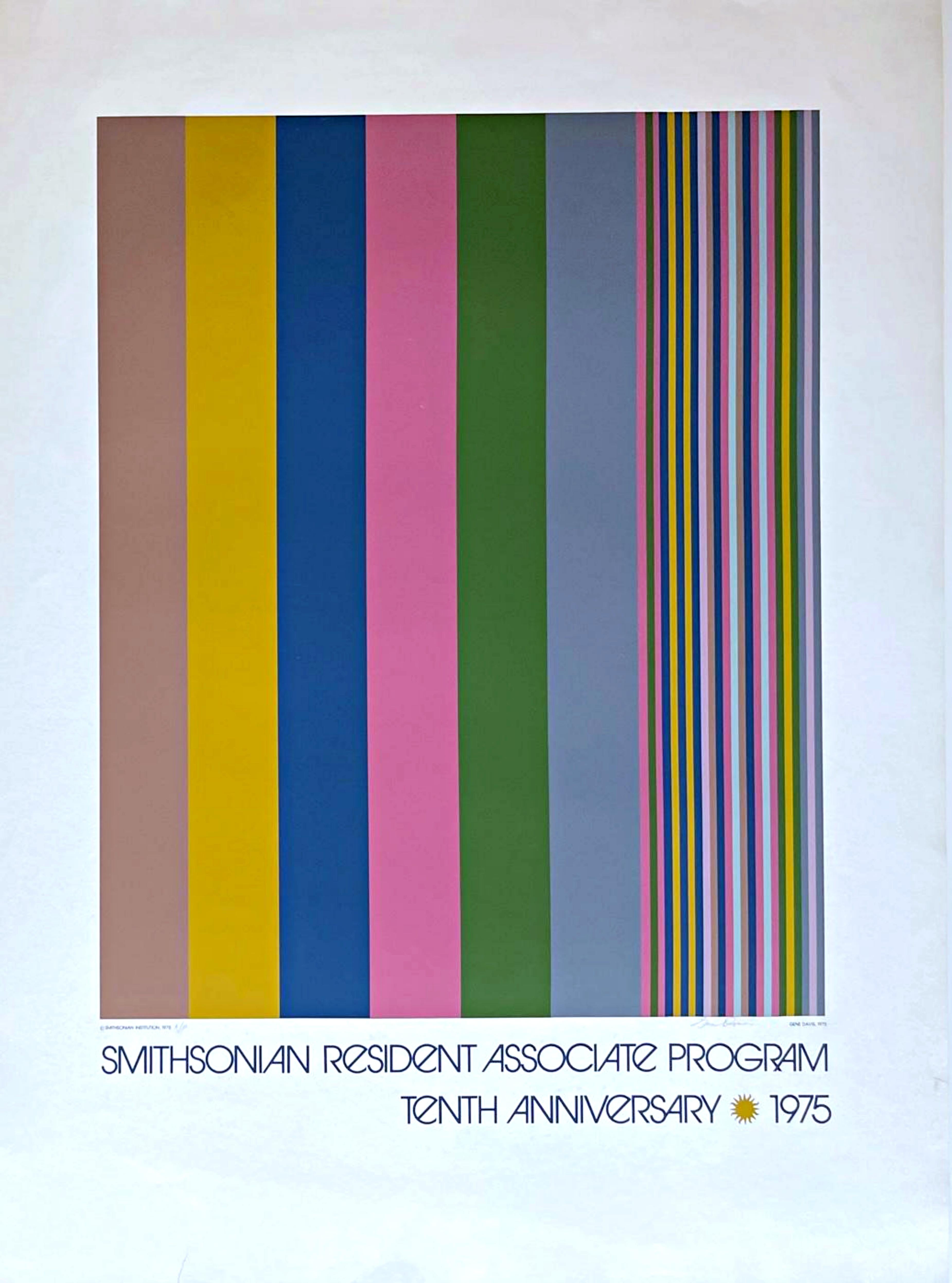 Gene Davis
Smithsonian Institution Resident Associate Program (Hand Signed & Numbered by Gene Davis), 1975
Offset lithograph poster (hand signed Artists Proof)
Pencil signed and annotated Artists Proof (AP) on the front
42 × 32 inches
Unframed
This
