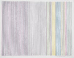 Vintage Three Aces abstract Gene Davis minimalist color field with rainbow colors