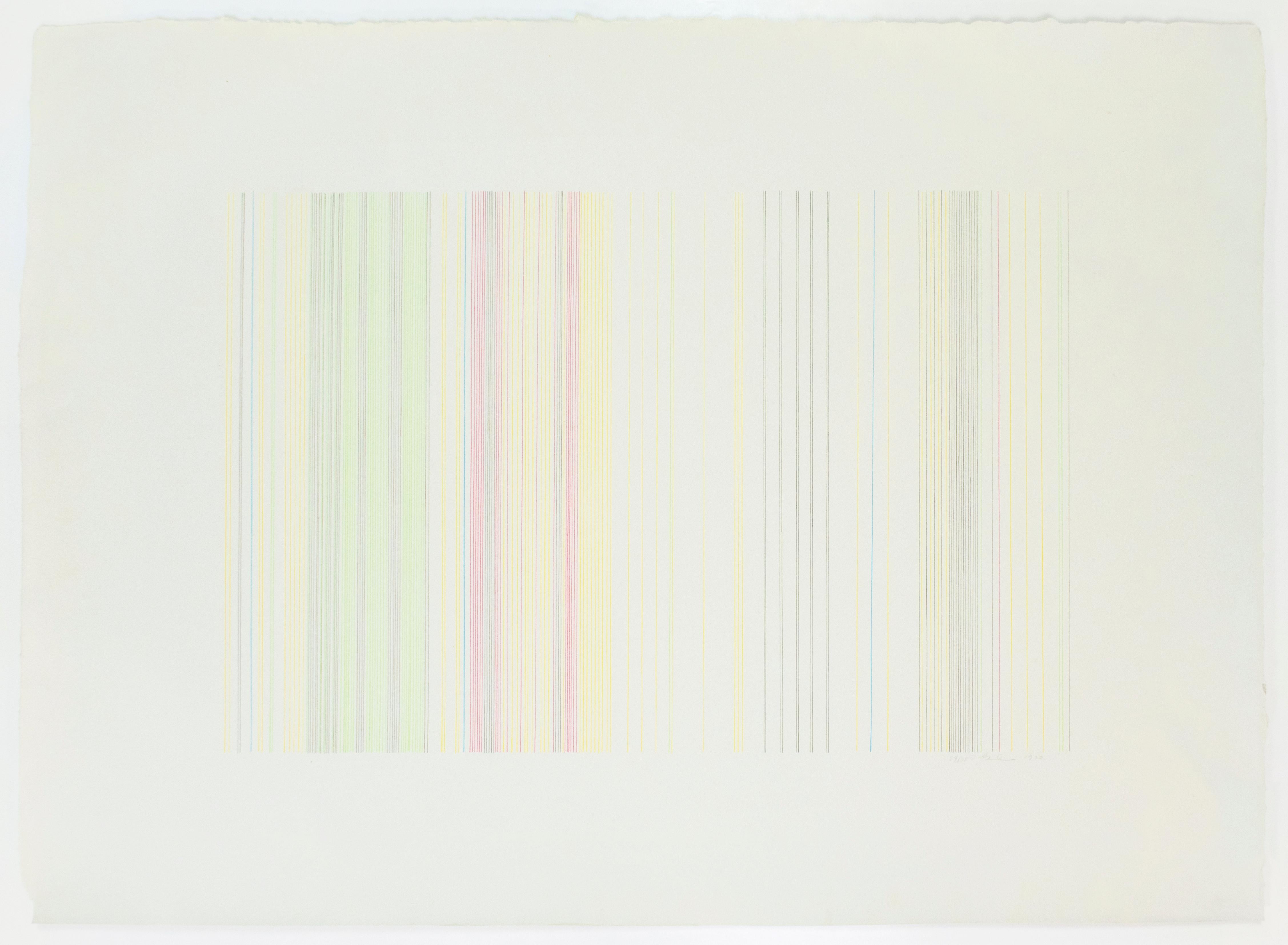 Gene Davis Print - Tightrope: abstract modern minimalist color field drawing with rainbow colors