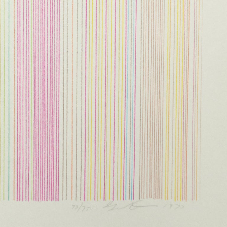 Witch Doctor: abstract modern minimalist color field drawing with rainbow colors - Beige Print by Gene Davis