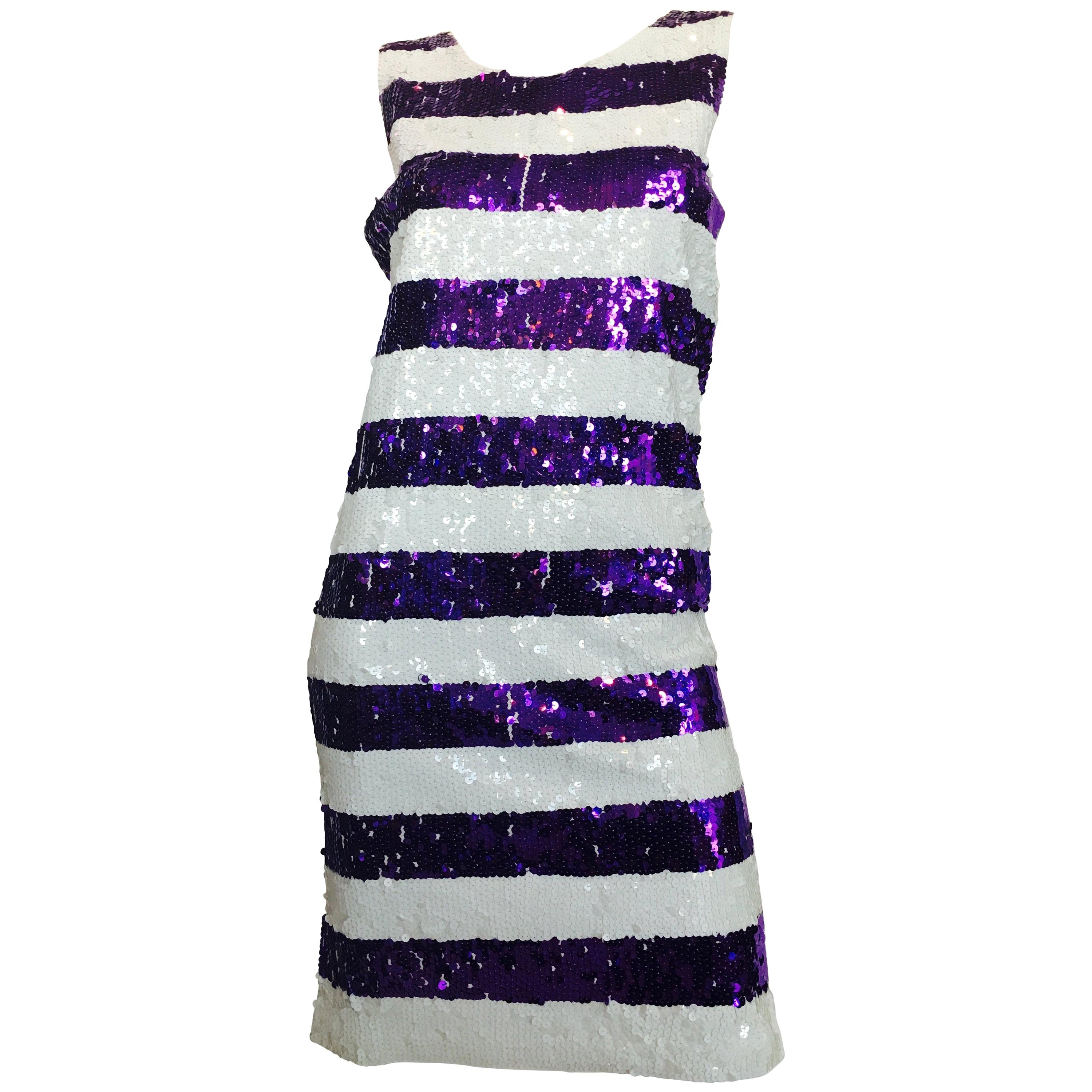 Gene Ewing Sequin Striped Shift Dress For Sale