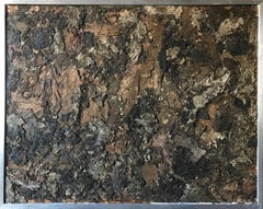 "Untitled" Gene Hedge, Mixed Media, Abstract Collage, Found Materials, Brown