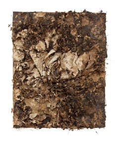 "Senza titolo" Gene Hedge, Modernista, metà secolo, collage astratto, colori scuri