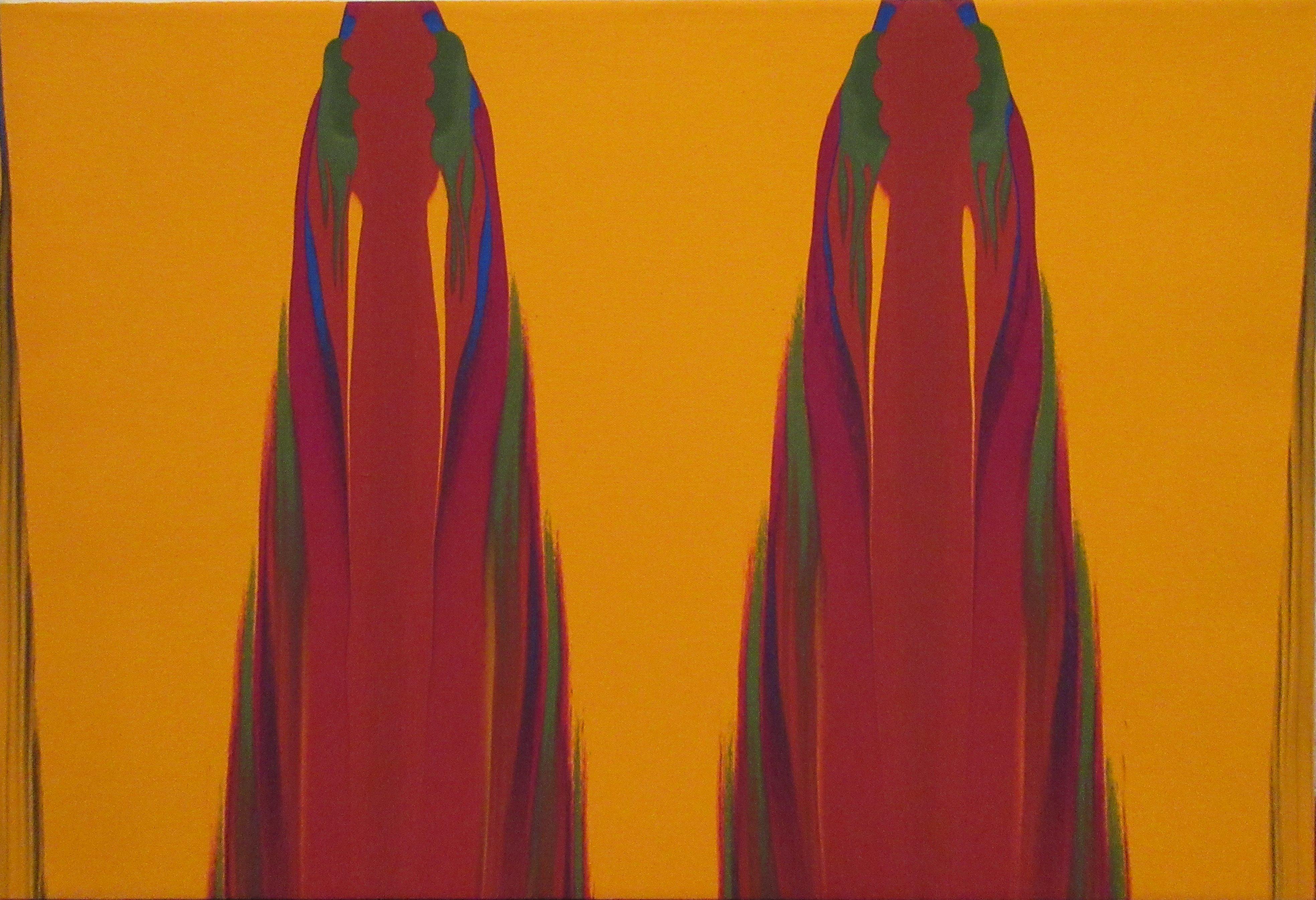 "Both When" Gene Hedge, Mid Century, Modernist, Rot und Orange, Farbfeld