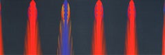"Emblema" Gene Hedge, campo de color abstracto, pintura Bauhaus negra de mediados de siglo
