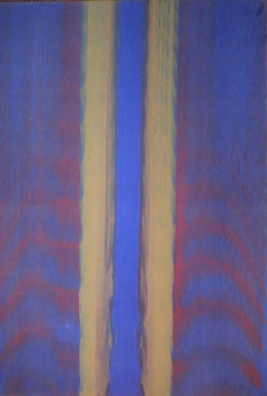 "Inside Blue" Gene Hedge, Abstract Color Field, Bauhaus Midcentury Painting