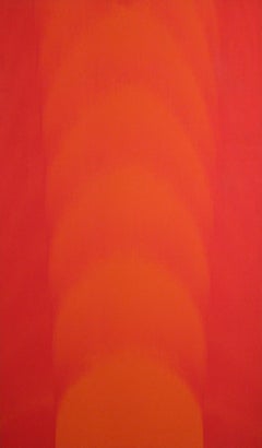 Gene Hedge, champ de couleurs abstrait, peinture rouge du Bauhaus du milieu du siècle dernier