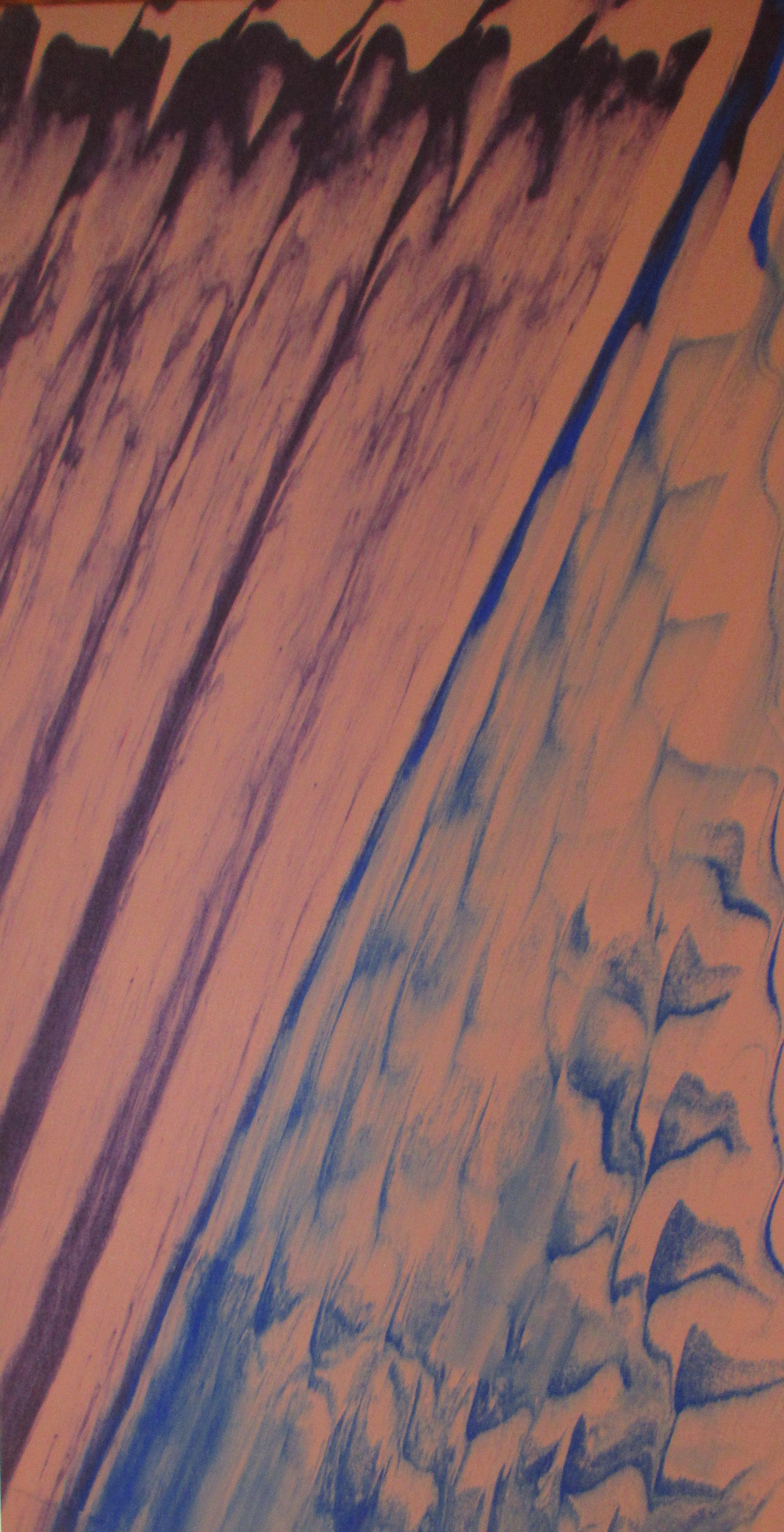 "Tactile" Gene Hedge, Pink and Blue, Color Field, Vertical, Waves of Color