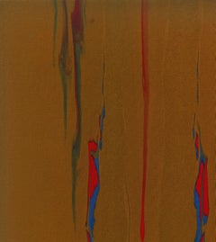 "Trace" Gene Hedge, Color Field, Yellow Ocre, Blue and Red Forms, Fluid Color