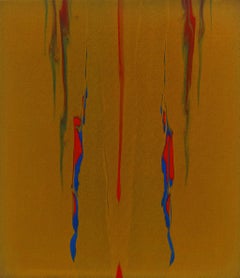 "Trace" Gene Hedge, Color Field, Yellow Ocre, Blue and Red Forms, Fluid Color