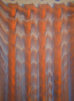 Vintage "Untitled" Gene Hedge, Abstract Color Field, Grey Orange Midcentury Painting