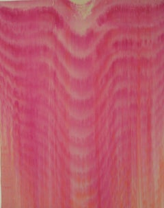 Gene Hedge, champ de couleurs abstrait, peinture rose du Bauhaus du milieu du siècle dernier