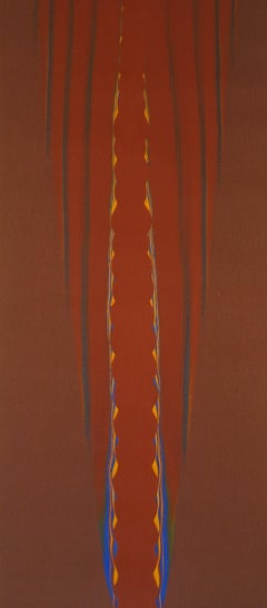"Untitled" Gene Hedge, Abstract Color Field, Red Blue Orange Midcentury Painting