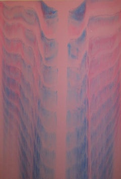 „Ohne Titel“ Gene Hedge, Abstraktes Farbfeld, Rotmuster, Gemälde aus der Mitte des Jahrhunderts