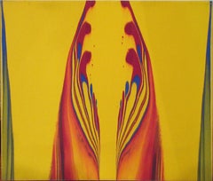 "Untitled" Gene Hedge, Abstract, Color Field, Yellow and Red, Mid Century