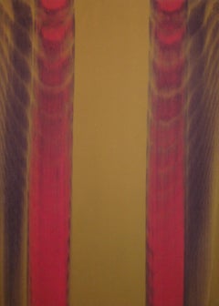 Gene Hedge, champ de couleurs abstrait, peinture rose jaune du milieu du siècle dernier
