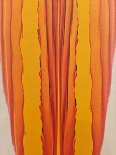 "Untitled" Gene Hedge, Color Field, Intense Orange Composition, White Background