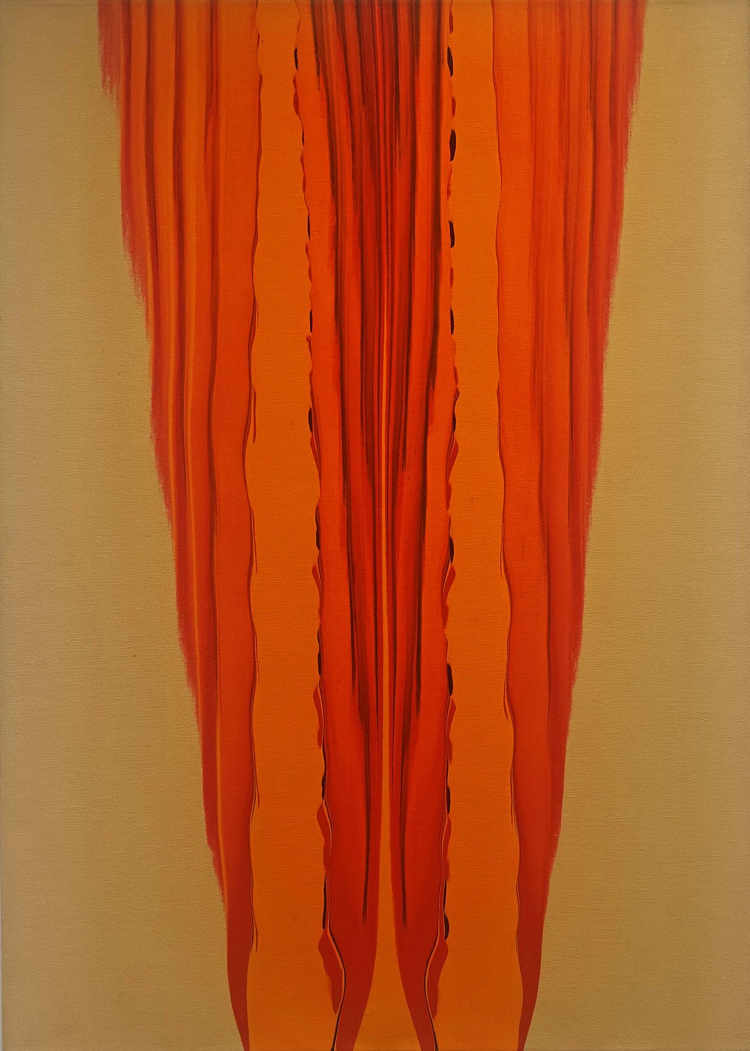 "Untitled" Gene Hedge, Color Field, Intense Orange Composition, White Background