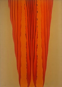 "Untitled" Gene Hedge, Color Field, Intense Orange Composition, White Background