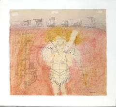 "Angel Forty Two" Angelo a pastello Conte Disegno su carta su stampa di una barca olandese