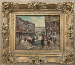 "Around Place de l
Opéra" Post-Impressionist Parisian Street Scene Oil Painting