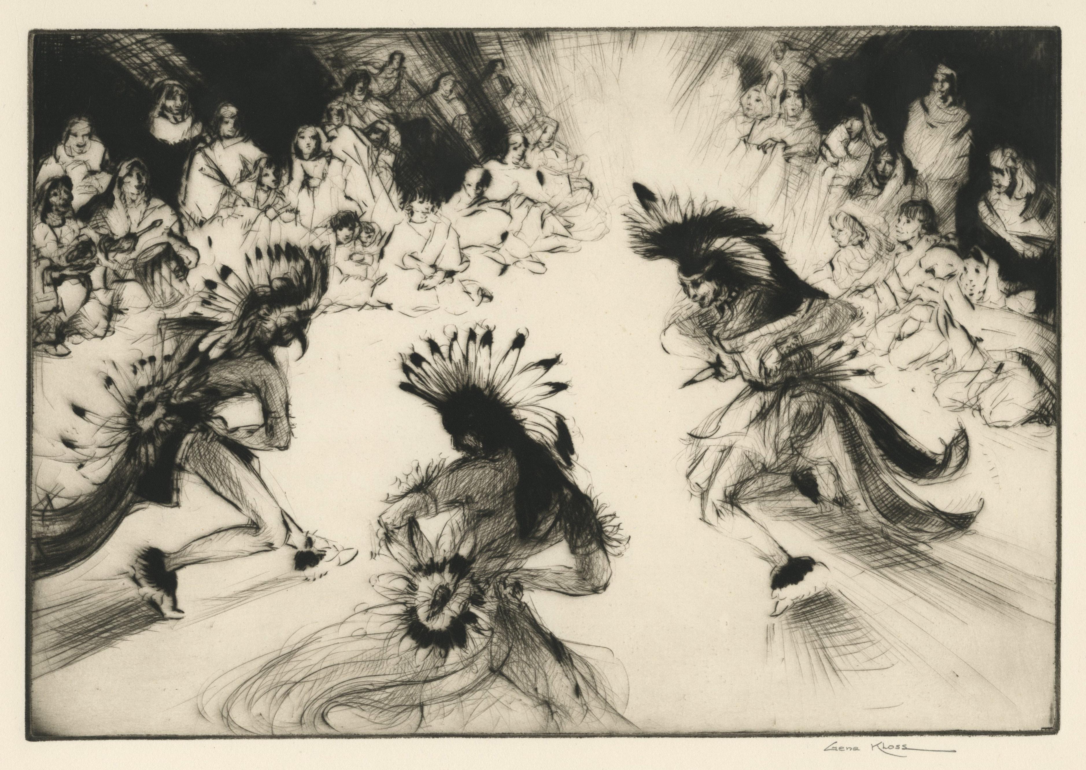 Figurative Print di Gene Kloss - Danza dell'amicizia indiana