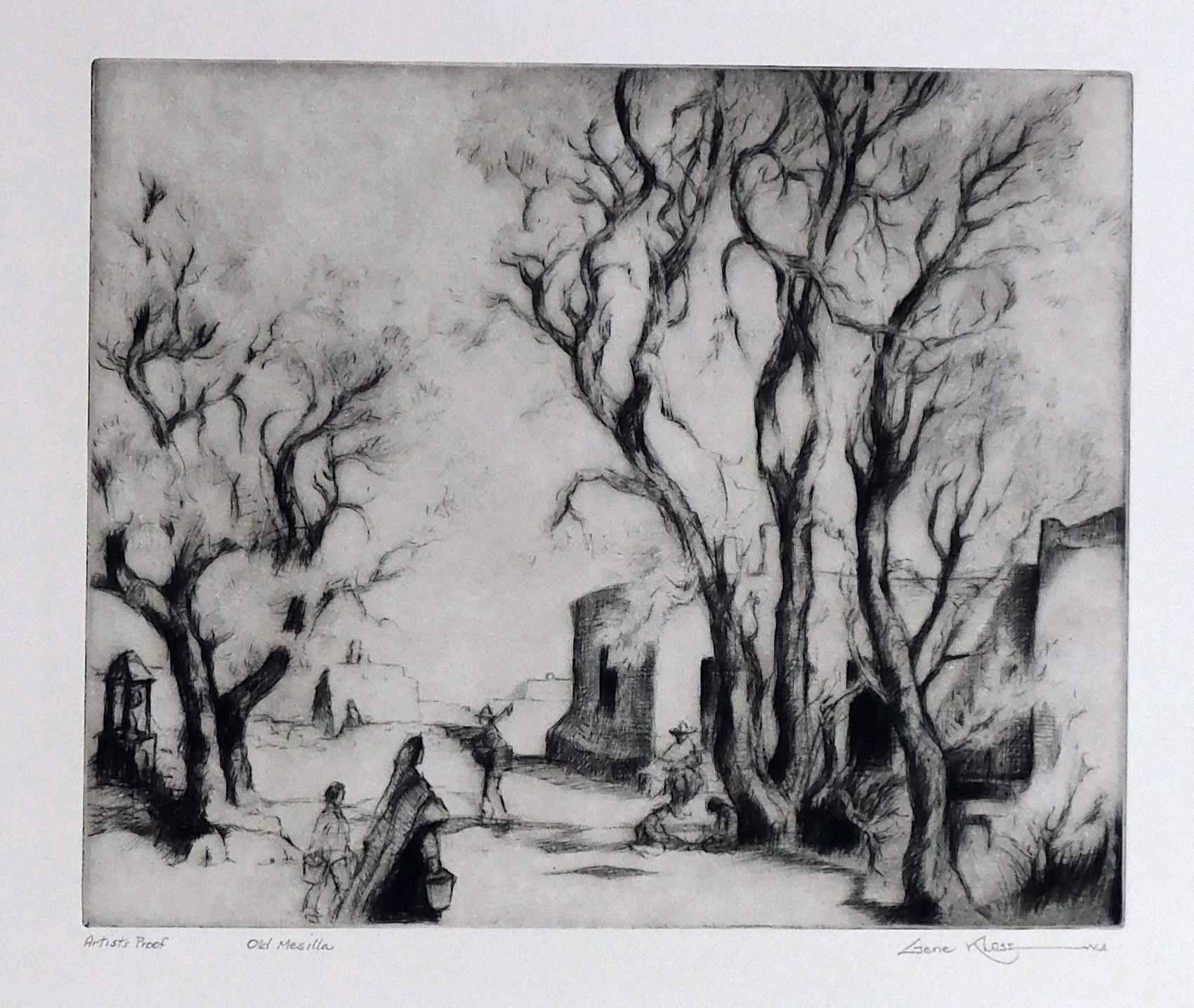 Gene Kloss Landscape Print - Kloss Original Etching - “Old Mesilla”