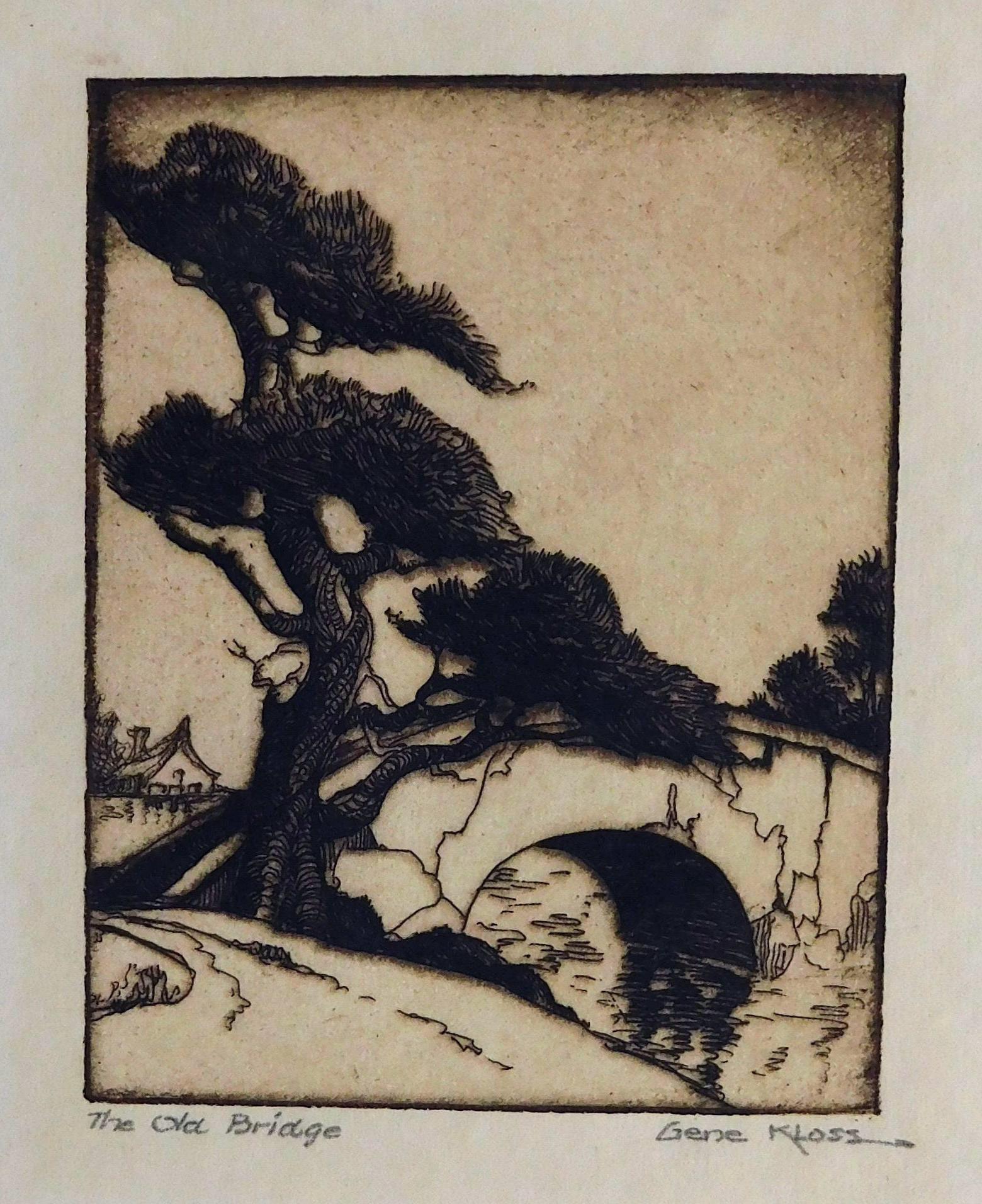 Kloss Pencil Signed Original Etching - “The Old Bridge”