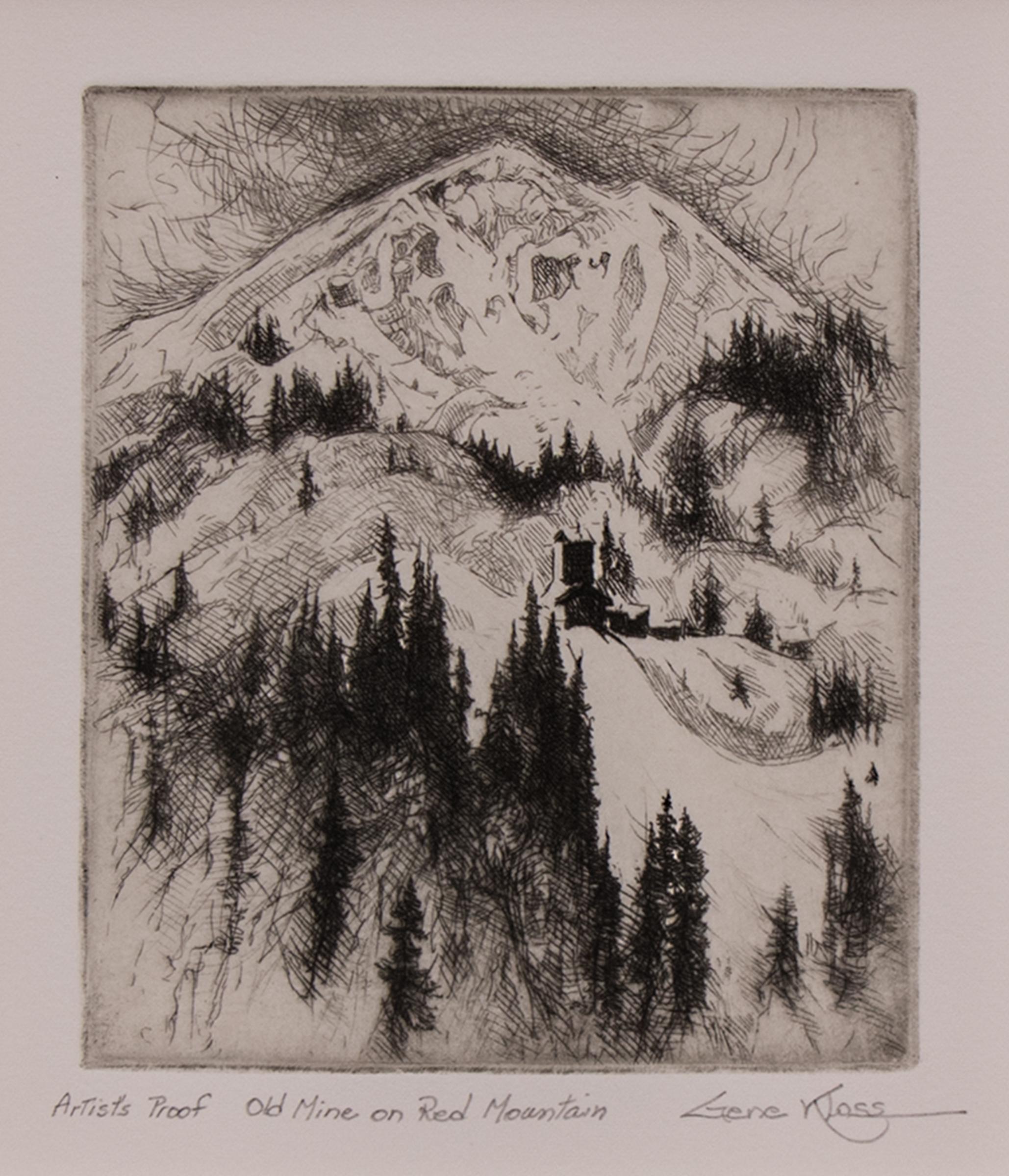 Gene Kloss Figurative Print - Old Mine on Red Mountain (Colorado); artist proof