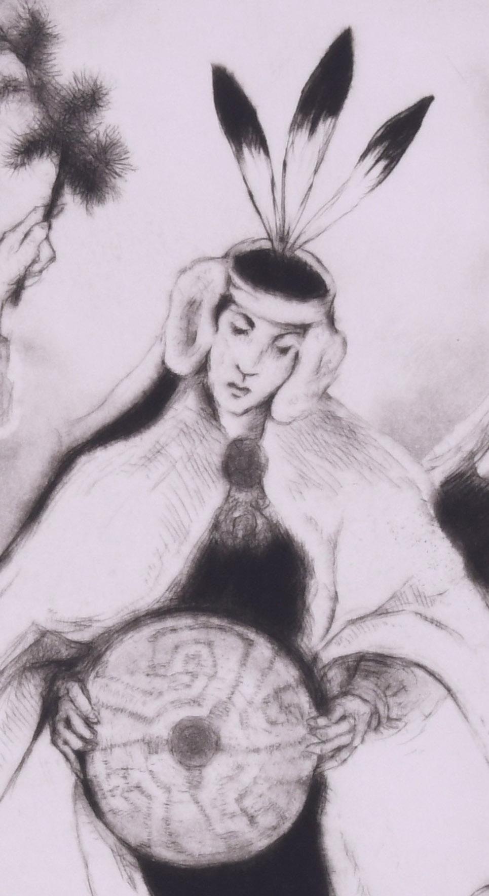 Il giorno di Natale - Figurative Print Grigio di Gene Kloss