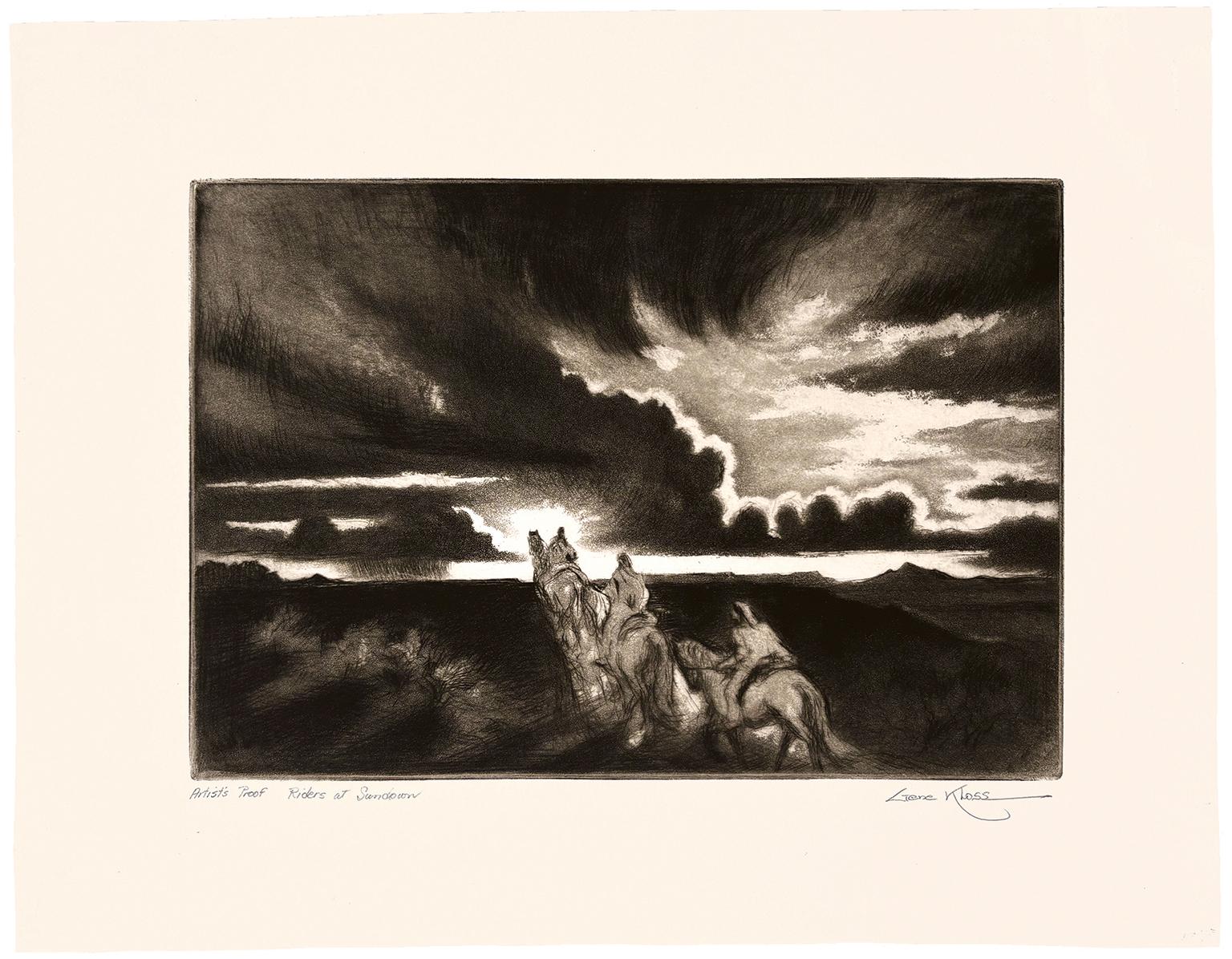 Reiter bei Sonnenuntergang