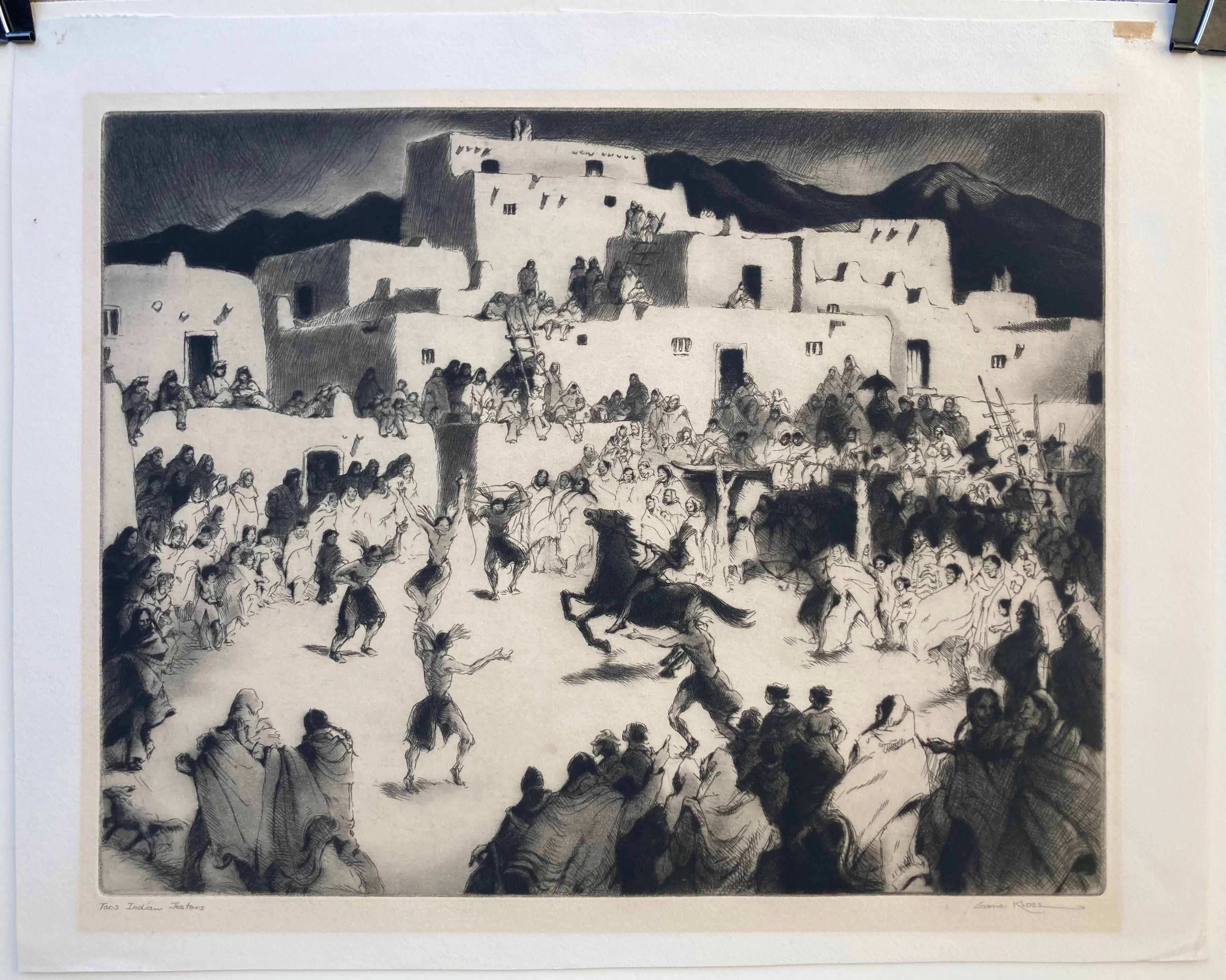BUFONES INDIOS DE TAOS - Landscape Print Gris de Gene Kloss
