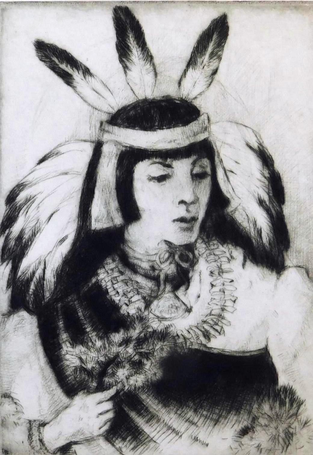 Drypoint on paper by famous Taos Artist Gene Kloss (1903-1996).
Titled: “Pueblo Dancer.” Pencil signed lower right and in excellent condition.
Image measures: 8