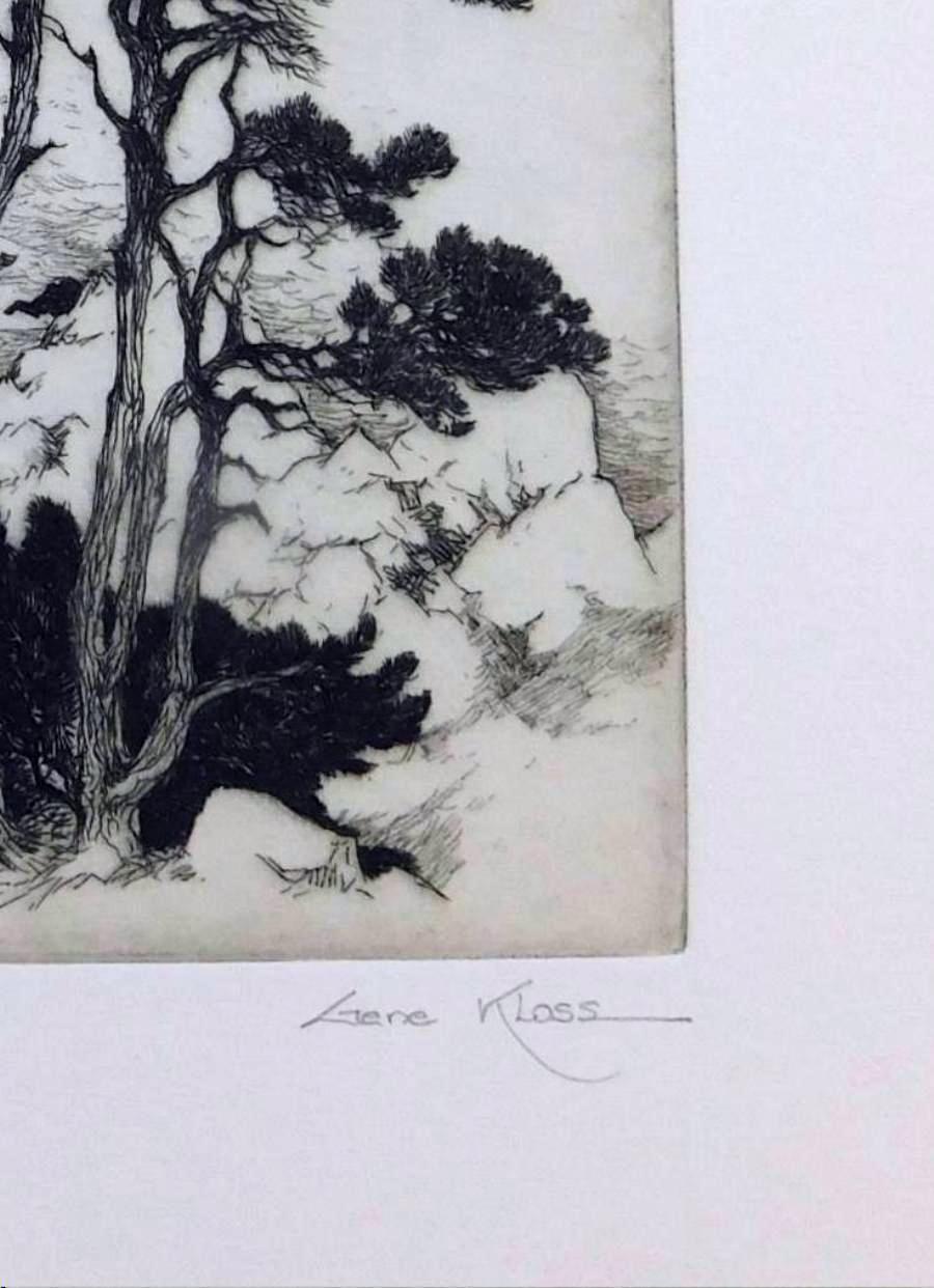 Original-Radierung von Gene Kloss, 1938 – „Pines at Point Lobos“   im Zustand „Hervorragend“ im Angebot in Phoenix, AZ