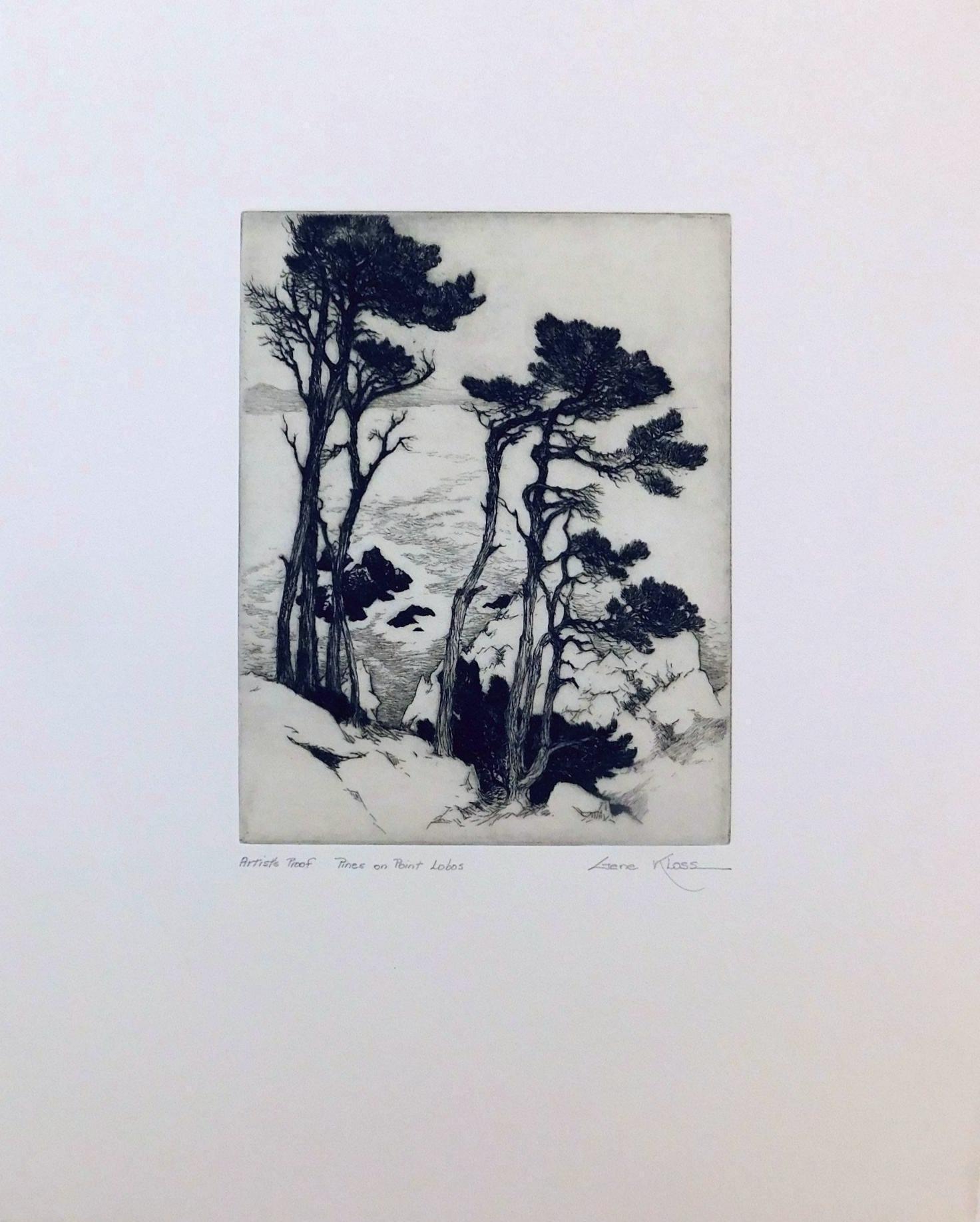 Original-Radierung von Gene Kloss, 1938 – „Pines at Point Lobos“   (Papier) im Angebot
