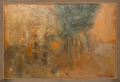 Gene Matthews « Collina-Città » Peinture à l'huile abstraite de style « Mid-Century Modern », 1958