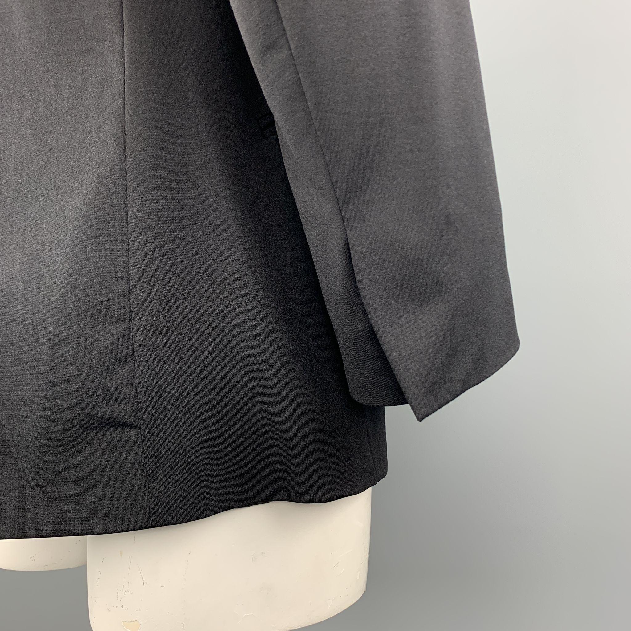 GENE MEYER 42 Regular Black Nylon Blend Notch Lapel Single Button Sport Coat In Excellent Condition In San Francisco, CA