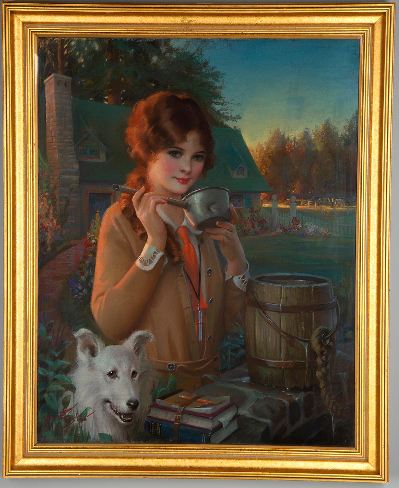 Gene Pressler Figurative Painting - The Old Oaken Bucket