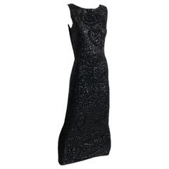 Gene Shelly Boutique Abendkleid Schwarz Perlen stricken mit Pailletten 60s M