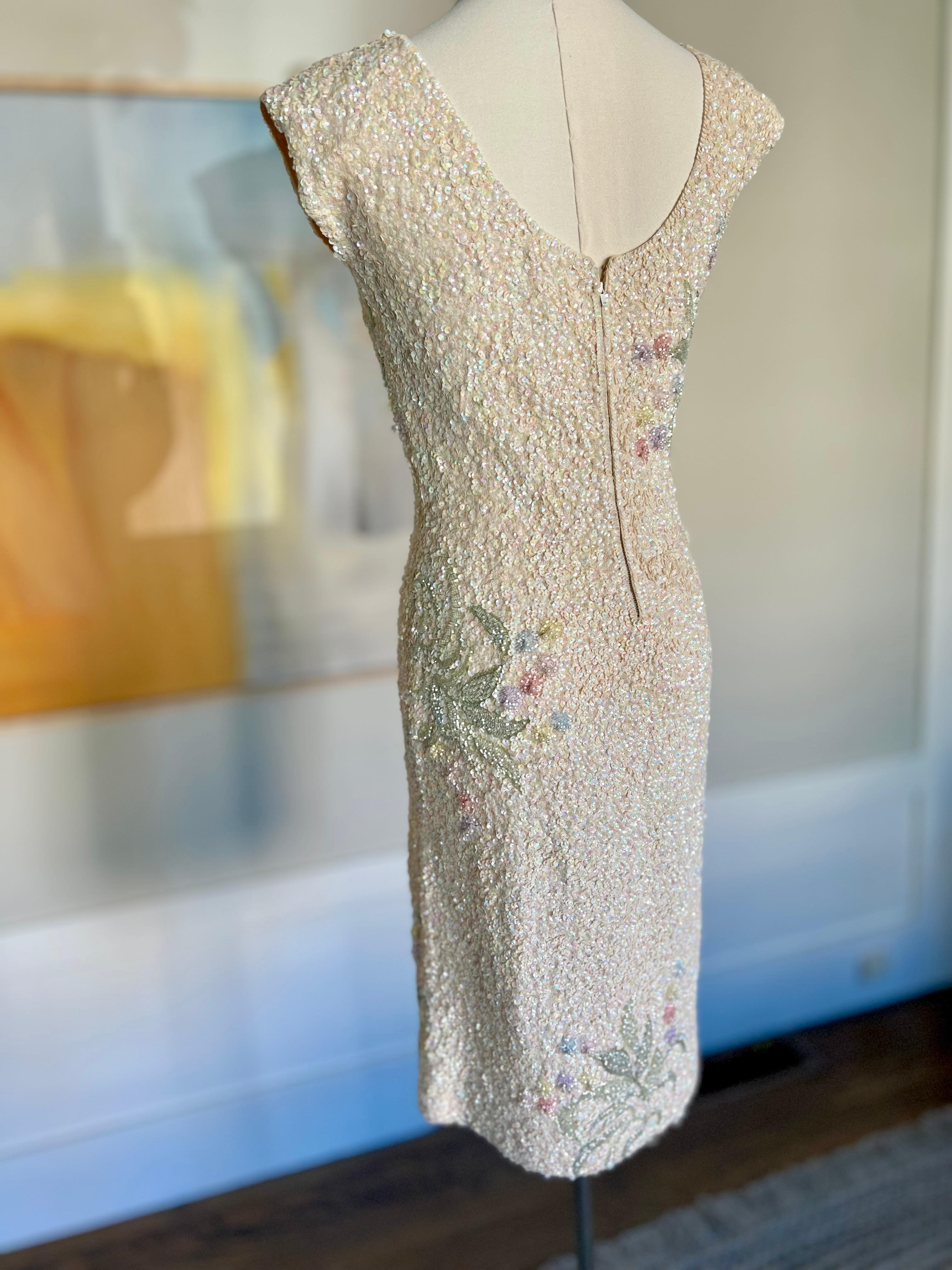 Beige Gene Shelly Sequin Bridal Dress For Sale