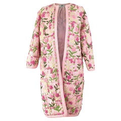 Gene Shelly Vintage Rosa Floral bestickter Strickjacke Pullover Circa 1960er MED/LG