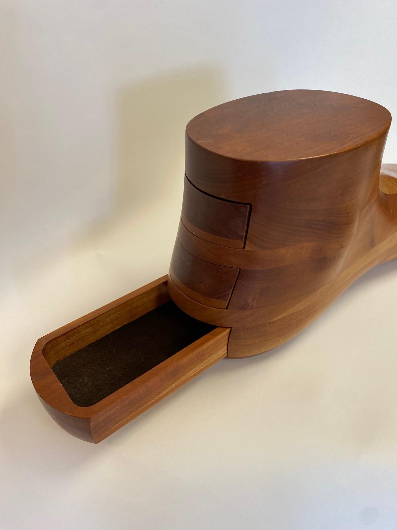 Cherry Gene Sherer Foot Sculpture Box with Drawers For Sale