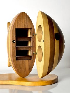 Gene Sherer Studio Craft Sculptural Wood Fish Jewelry Box Cabinet 1984