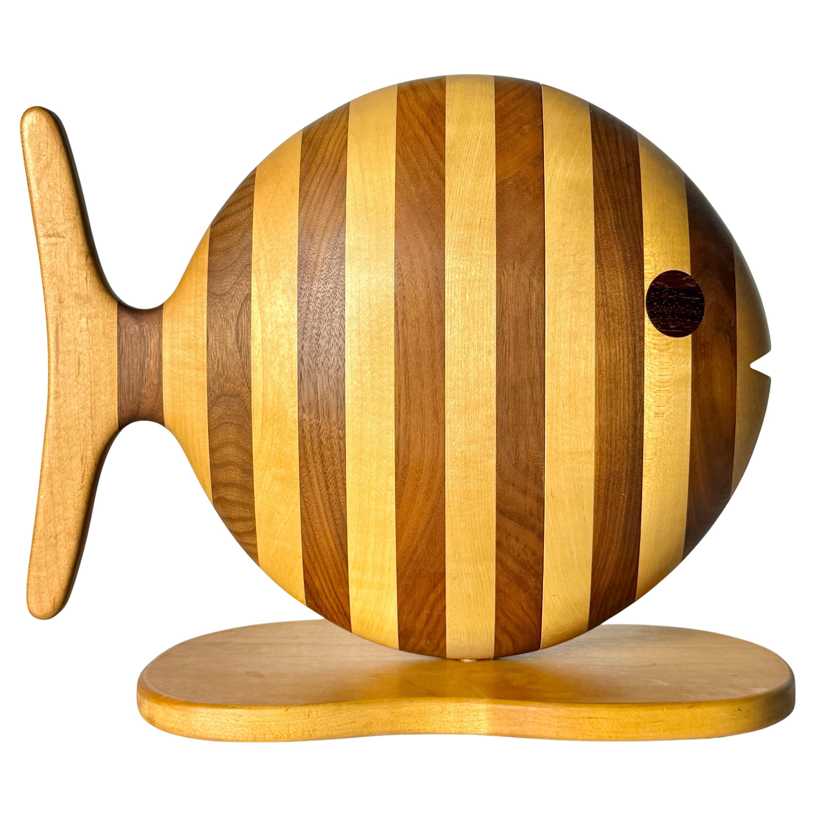 Gene Sherer Studio Craft Sculptural Wood Fish Jewelry Box Cabinet 1984 in vendita